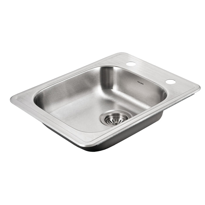 Houzer A2217-502-1 ADA Compliant 22" Stainless Steel Drop-in Topmount 2-Hole 5" Deep Single Bowl Kitchen Sink