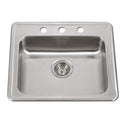 Houzer A2219-603-1 ADA Compliant 22" Stainless Steel Drop-in Topmount 3-Hole 6" Deep Single Bowl Kitchen Sink