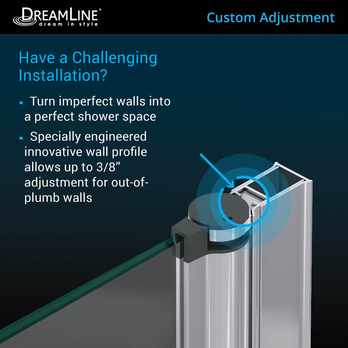 DreamLine DL-6528C-88-01 Aqua Fold 36"D x 36"W x 74 3/4"H Frameless Bi-Fold Shower Door in Chrome with Black Base Kit