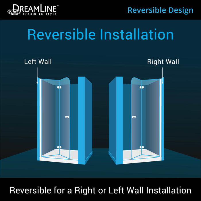 DreamLine DL-6528C-22-01 Aqua Fold 36"D x 36"W x 74 3/4"H Frameless Bi-Fold Shower Door in Chrome with Biscuit Base Kit