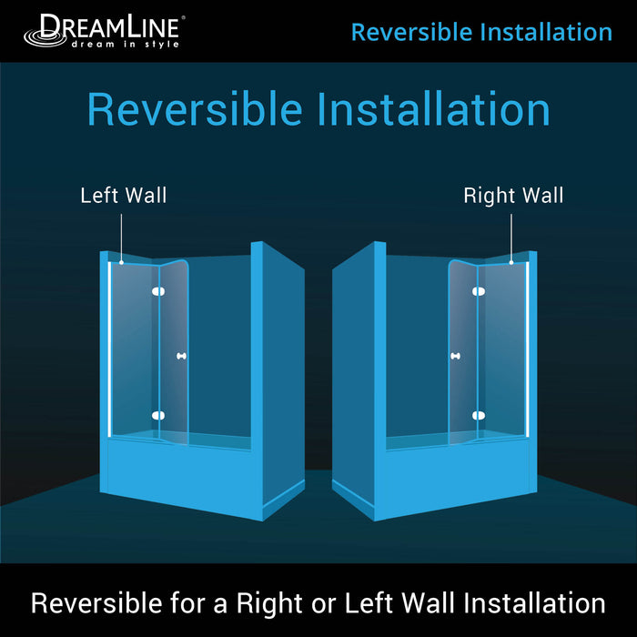 DreamLine SHDR-3636580-01 Aqua Fold 36"W x 58"H Frameless Bi-Fold Tub Door in Chrome - Bath4All