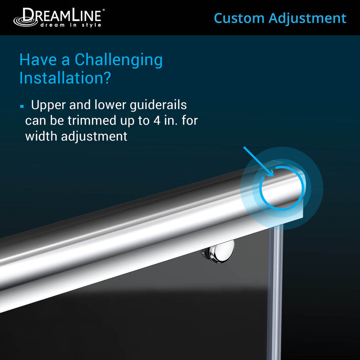 DreamLine DL-6940L-88-01 Charisma 30"D x 60"W x 78 3/4"H Frameless Bypass Shower Door in Chrome with Left Drain Black Base