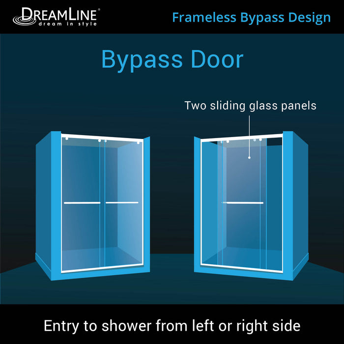 DreamLine SHDR-1360760-01 Charisma 56-60"W x 76"H Frameless Bypass Sliding Shower Door in Chrome