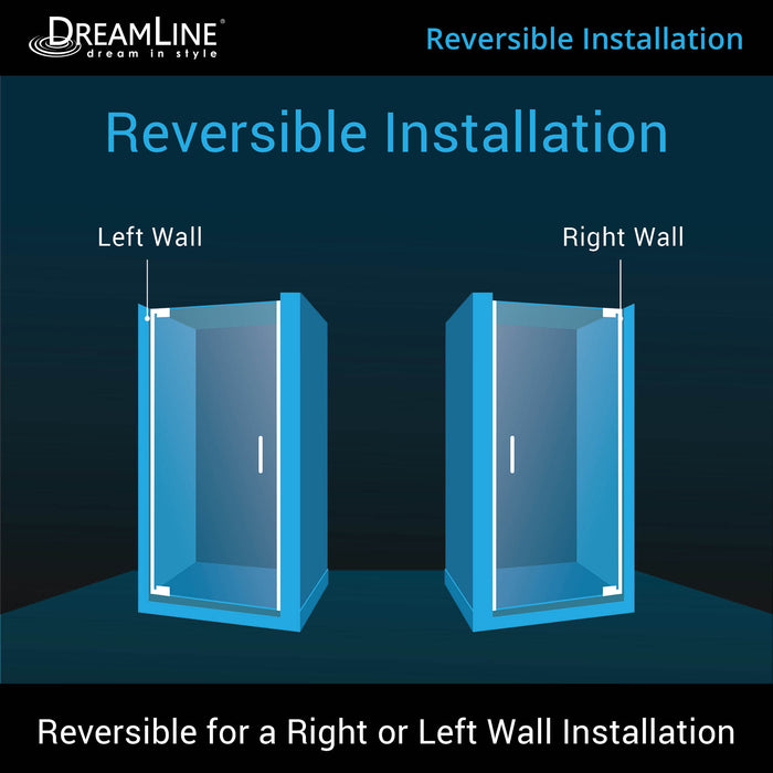 DreamLine SHDR-4334000-01 Elegance-LS 34 - 36"W x 72"H Frameless Pivot Shower Door in Chrome