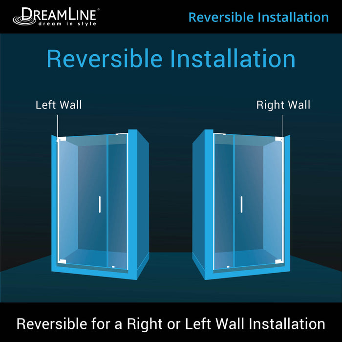 DreamLine SHDR-4330120-09 Elegance-LS 40 1/2 - 42 1/2"W x 72"H Frameless Pivot Shower Door in Satin Black