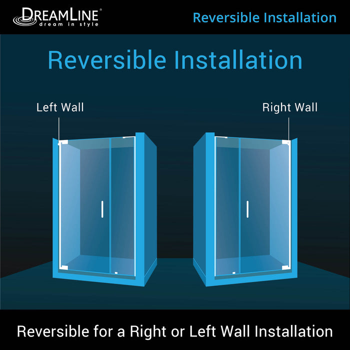 DreamLine SHDR-4332180-04 Elegance-LS 48 1/4 - 50 1/4"W x 72"H Frameless Pivot Shower Door in Brushed Nickel