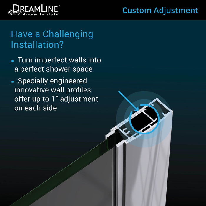 DreamLine SHDR-4327240-04 Elegance-LS 49 - 51"W x 72"H Frameless Pivot Shower Door in Brushed Nickel
