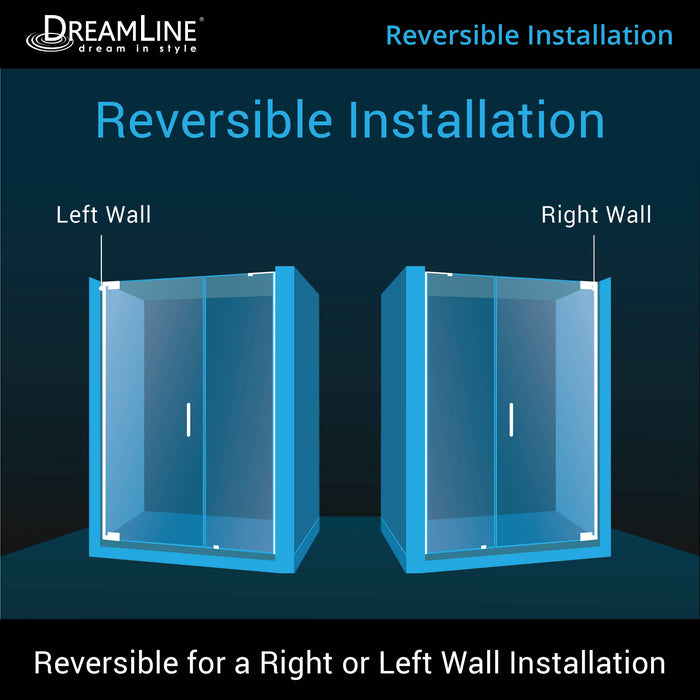 DreamLine SHDR-4327240-04 Elegance-LS 49 - 51"W x 72"H Frameless Pivot Shower Door in Brushed Nickel