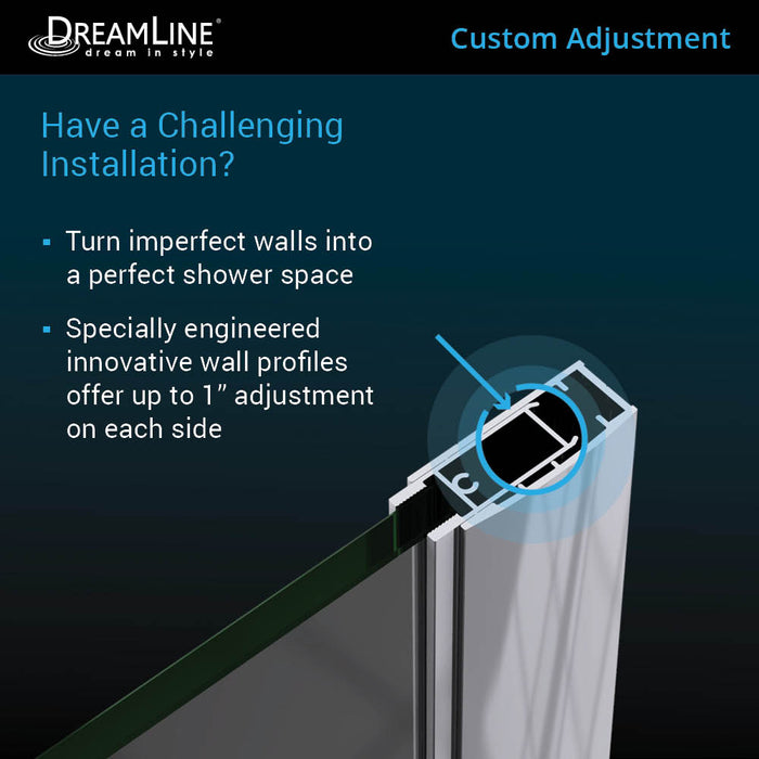 DreamLine SHDR-4327300-01 Elegance-LS 55 - 57"W x 72"H Frameless Pivot Shower Door in Chrome