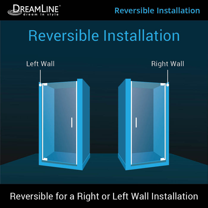 DreamLine SHDR-4128720-01 Elegance 28 3/4 - 30 3/4"W x 72"H Frameless Pivot Shower Door in Chrome