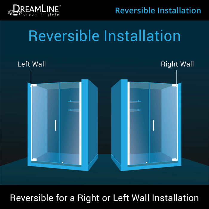 DreamLine SHDR-4158720-04 Elegance 58-60"W x 72"H Frameless Pivot Shower Door in Brushed Nickel
