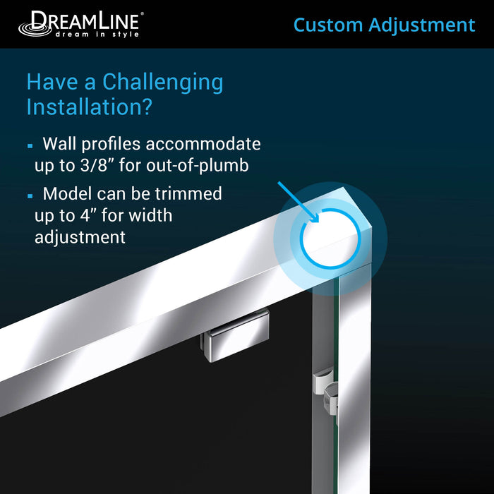 DreamLine DL-7003C-09 Encore 32"D x 54"W x 78 3/4"H Bypass Shower Door in Satin Black and Center Drain White Base Kit