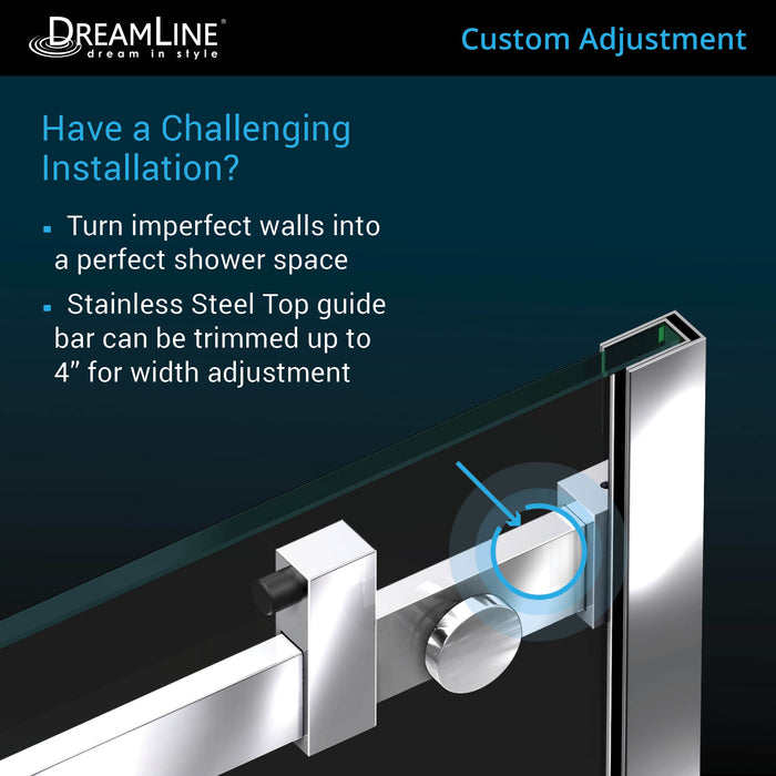 DreamLine SHEN-6434480-07 Enigma Air 34 3/4"D x 48 3/8"W x 76"H Frameless Sliding Shower Enclosure in Brushed Stainless Steel
