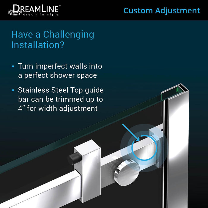 DreamLine SHDR-64607610-08 Enigma Air 56-60"W x 76"H Frameless Sliding Shower Door in Polished Stainless Steel