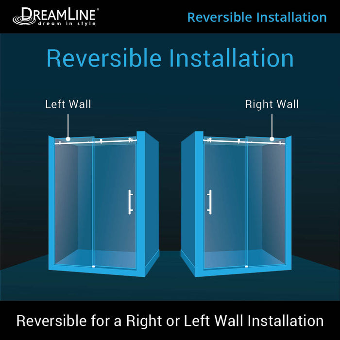 DreamLine SHDR-64487610-09 Enigma Air 44-48" W x 76" H Frameless Sliding Shower Door in Satin Black