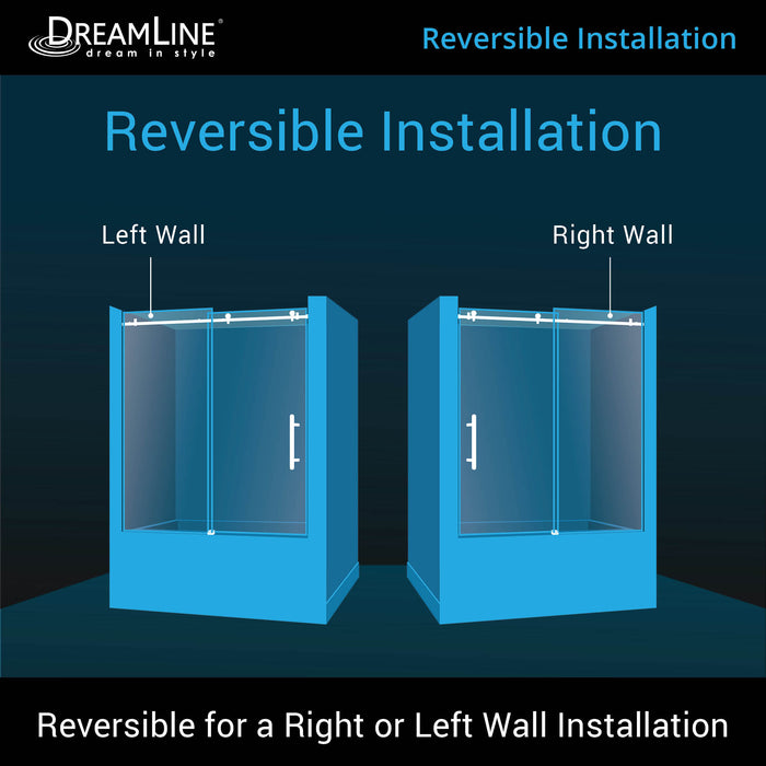 DreamLine SHDR-64606210-08 Enigma Air 56-60"W x 62"H Frameless Sliding Tub Door in Polished Stainless Steel