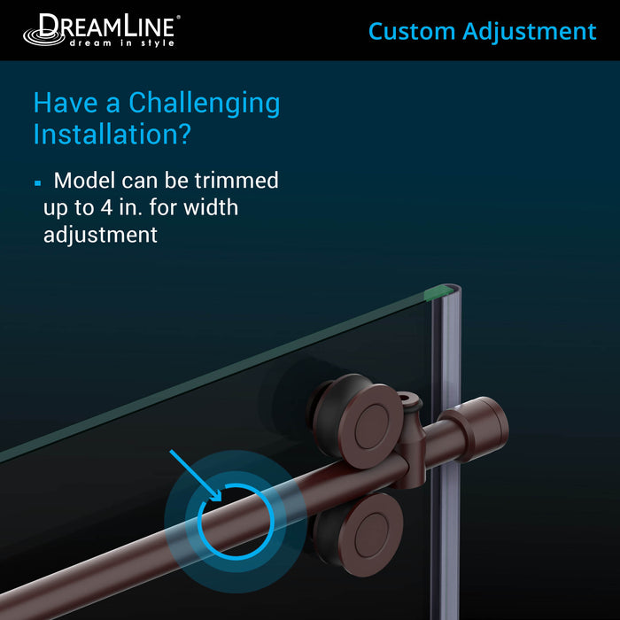DreamLine SHEN-6134482-08 Enigma-XO 34 1/2"D x 44 3/8-48 3/8"W x 76"H Frameless Shower Enclosure in Polished Stainless Steel