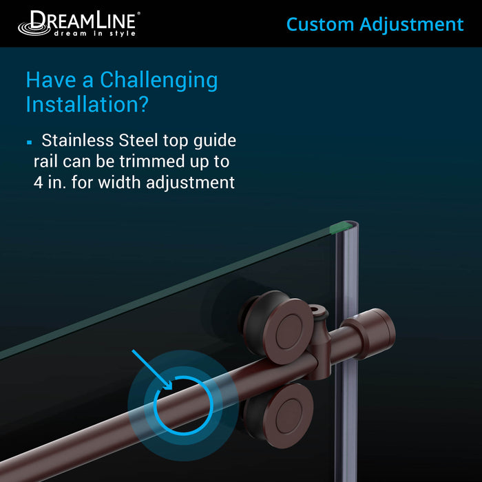 DreamLine SHEN-6134722-08 Enigma-XO 34 1/2"D x 68 3/8-72 3/8"W x 76"H Frameless Shower Enclosure in Polished Stainless Steel