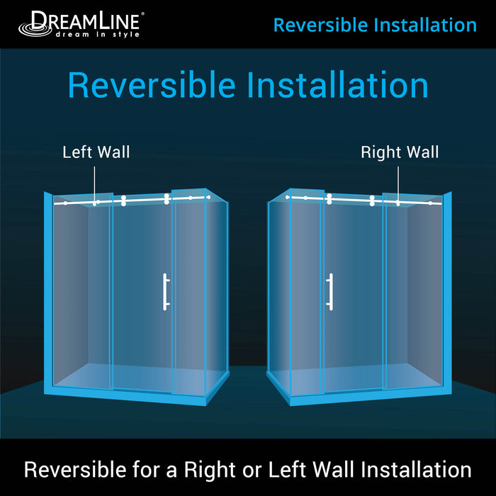 DreamLine SHEN-6132722-07 Enigma-XO 32 1/2"D x 68 3/8-72 3/8"W x 76"H Frameless Shower Enclosure in Brushed Stainless Steel