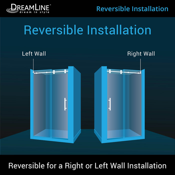 DreamLine SHDR61607620-09 Enigma-XO 56-60"W x 76"H Frameless Clear Glass Sliding Shower Door in Satin Black Stainless Steel