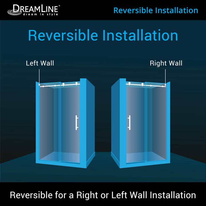 DreamLine SHDR-61487610-08 Enigma-X 44-48"W x 76"H Fully Frameless Sliding Shower Door in Polished Stainless Steel - Bath4All