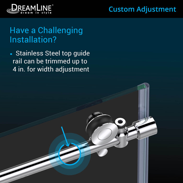 DreamLine SHDR-61727610-07 Enigma-X 68-72"W x 76"H Fully Frameless Sliding Shower Door in Brushed Stainless Steel