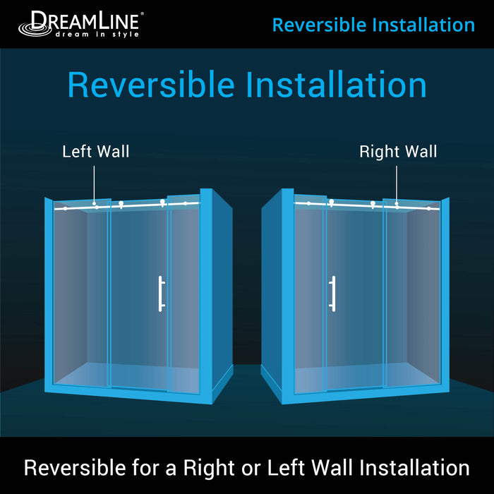 DreamLine SHDR-61727610-07 Enigma-X 68-72"W x 76"H Fully Frameless Sliding Shower Door in Brushed Stainless Steel