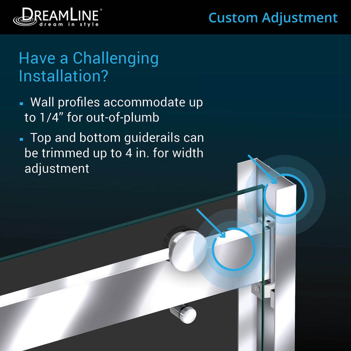 DreamLine SHDR-636076H-04 Essence-H 56-60"W x 76"H Semi-Frameless Bypass Shower Door in Brushed Nickel