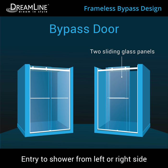 DreamLine SHDR-636076H-04 Essence-H 56-60"W x 76"H Semi-Frameless Bypass Shower Door in Brushed Nickel