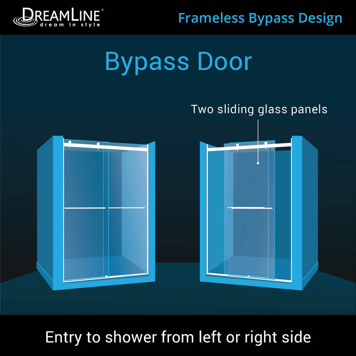 DreamLine SHDR-6360760-01 Essence 56-60"W x 76"H Frameless Bypass Shower Door in Chrome