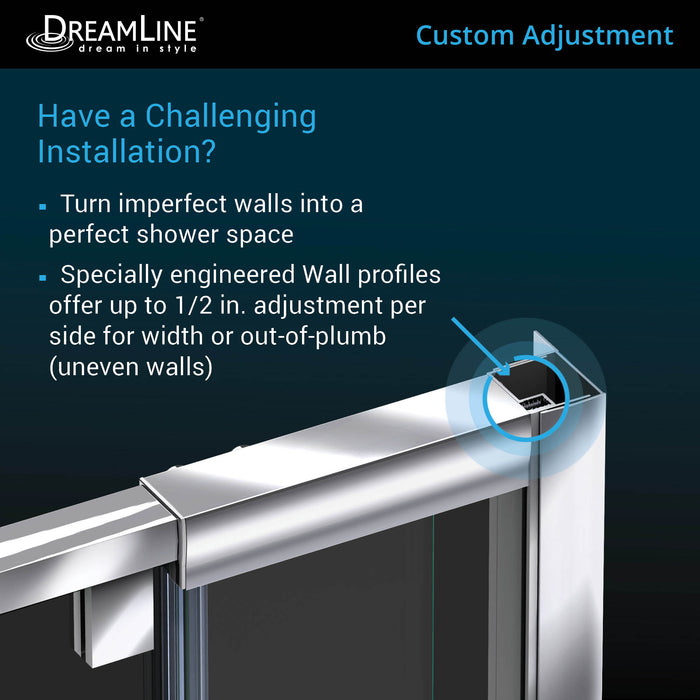 DreamLine SHDR-22327200-04 Flex 32-36"W x 72"H Semi-Frameless Pivot Shower Door in Brushed Nickel