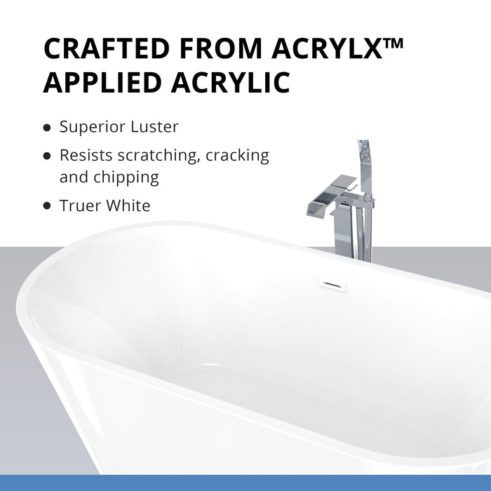 DreamLine BTHN6731DFXX00 Havana 67"W x 31"D Acrylic Freestanding Bathtub in White
