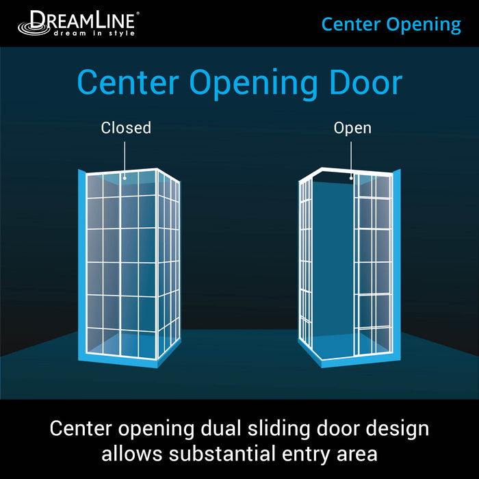 DreamLine SHEN-8134340-00 French Corner 34 1/2"D x 34 1/2"W x 72"H Framed Sliding Shower Enclosure in White