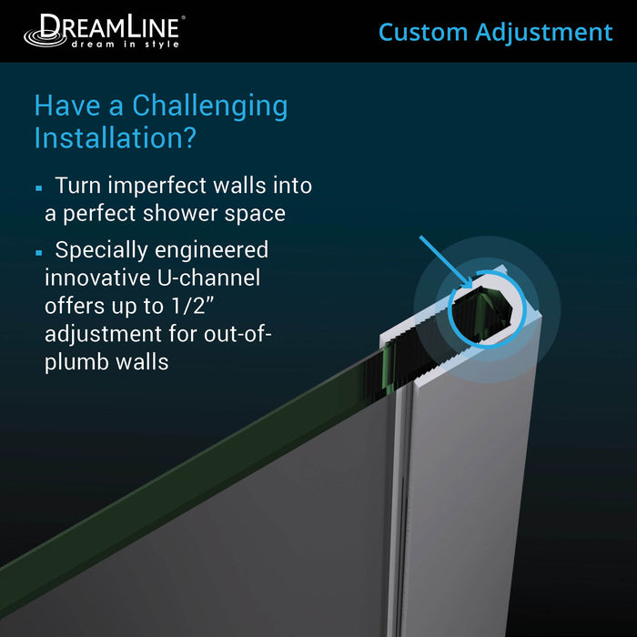 DreamLine SHDR-3230581-89 French Linea Toulon 30"W x 58"H Frameless Single Panel Tub Screen in Satin Black