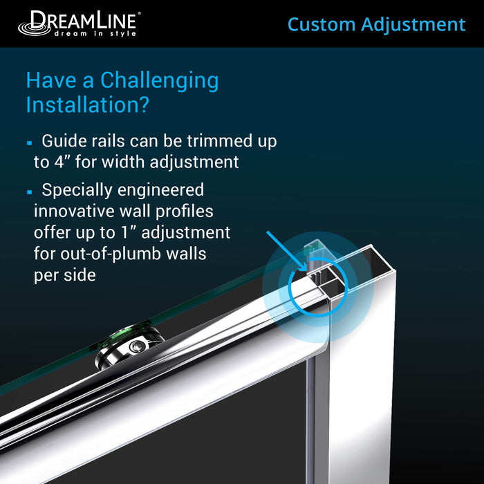 DreamLine DL-6119-CLC-06 Infinity-Z 36" D x 60" W x 76 3/4" H Clear Sliding Shower Door in Oil Rubbed Bronze, Center Drain Base and Backwalls