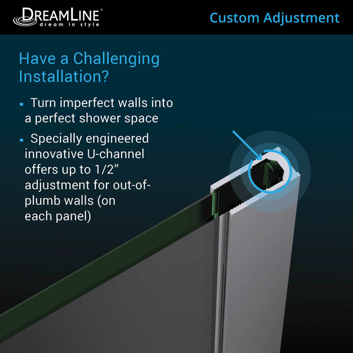 DreamLine SHDR-3234342-01 Linea Two Individual Frameless Shower Screens 34"W x 72"H each, Open Entry Design in Chrome
