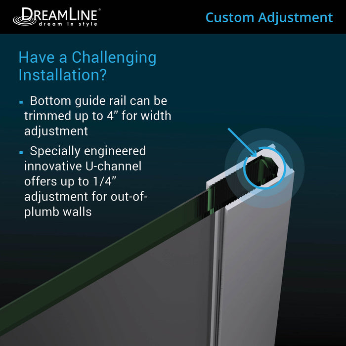 DreamLine SHDR-1948723R-01 Mirage-X 44-48"W x 72"H Frameless Sliding Shower Door in Chrome; Right Wall Installation