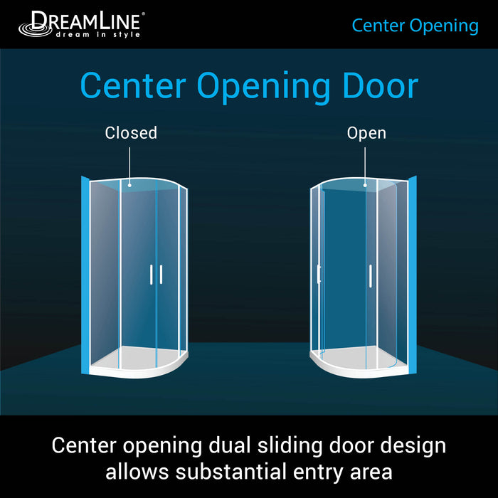 DreamLine DL-6154-01CL Prime 38" x 76 3/4" Semi-Frameless Clear Glass Sliding Shower Enclosure in Chrome with White Base and Backwalls