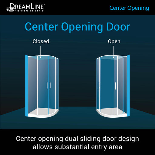 DreamLine DL-6702-01FR Prime 36"x 74 3/4"Semi-Frameless Frosted Glass Sliding Shower Enclosure in Chrome with White Base Kit - Bath4All