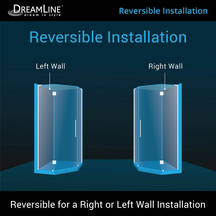 DreamLine SHEN-2136360-06 Prism 36 1/8" x 72" Frameless Neo-Angle Pivot Shower Enclosure in Oil Rubbed Bronze
