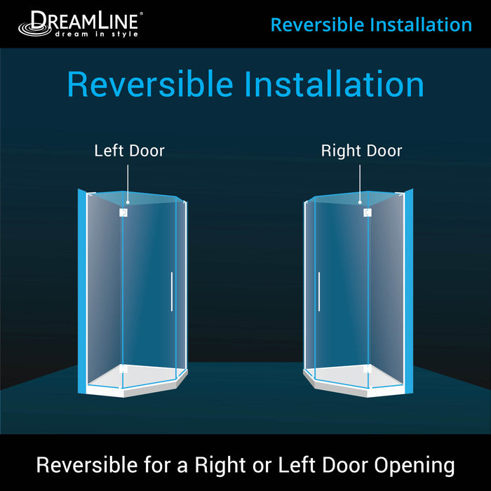 DreamLine DL-6062-06 Prism Plus 40" x 74 3/4" Frameless Neo-Angle Shower Enclosure in Oil Rubbed Bronze with White Base