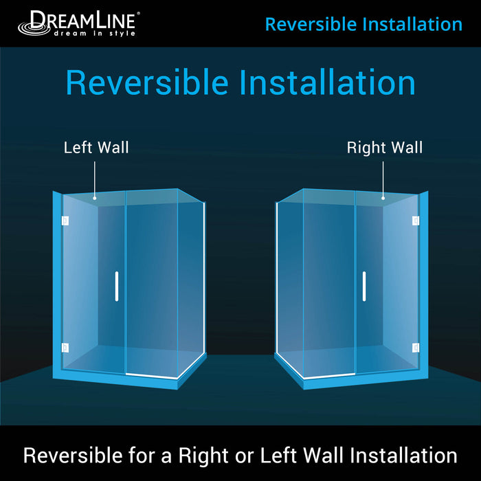 DreamLine SHEN-24305340-01 Unidoor Plus 30 1/2"W x 34 3/8"D x 72"H Frameless Hinged Shower Enclosure in Chrome