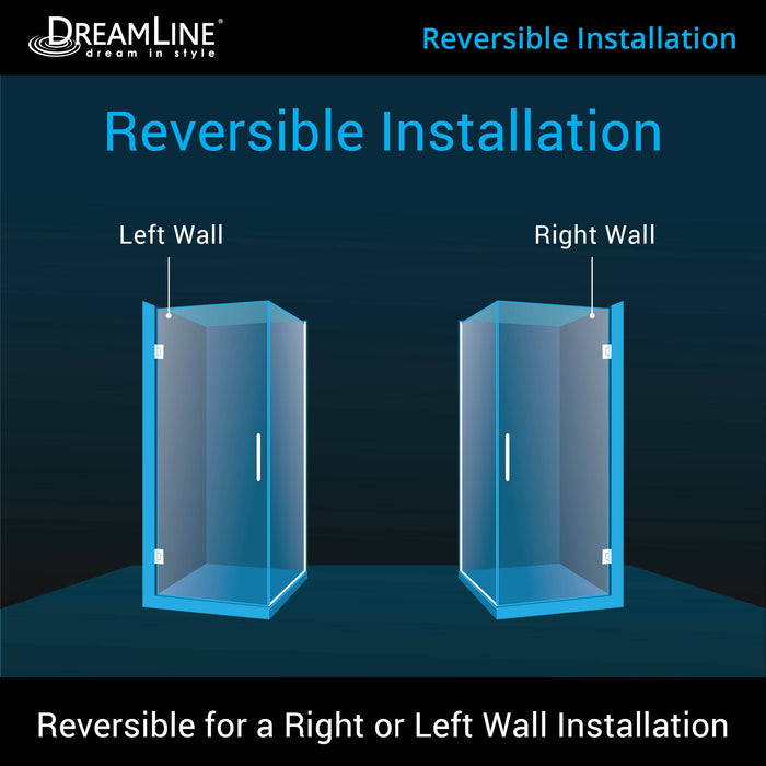 DreamLine SHEN-24300300F-09 Unidoor Plus 30 3/8"W x 30"D x 72"H Frameless Hinged Shower Enclosure in Satin Black