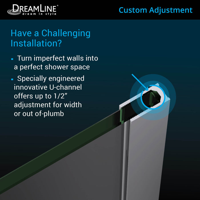DreamLine SHDR-243857210-04 Unidoor Plus 38 1/2 - 39"W x 72"H Frameless Hinged Shower Door in Brushed Nickel