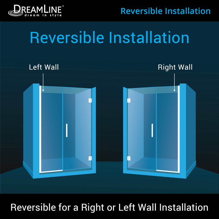 DreamLine SHDR-243857210-04 Unidoor Plus 38 1/2 - 39"W x 72"H Frameless Hinged Shower Door in Brushed Nickel