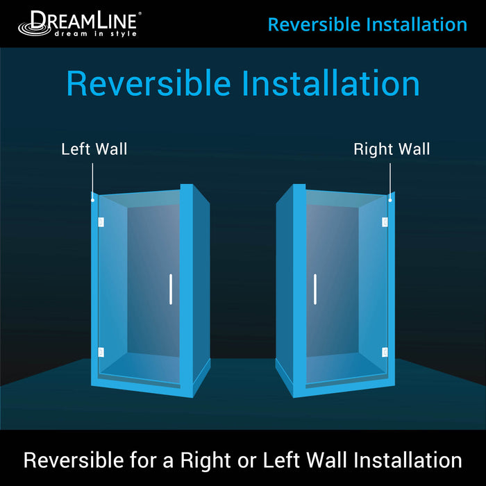 DreamLine SHDR-20287210F-04 Unidoor 28"W x 72"H Frameless Hinged Shower Door in Brushed Nickel