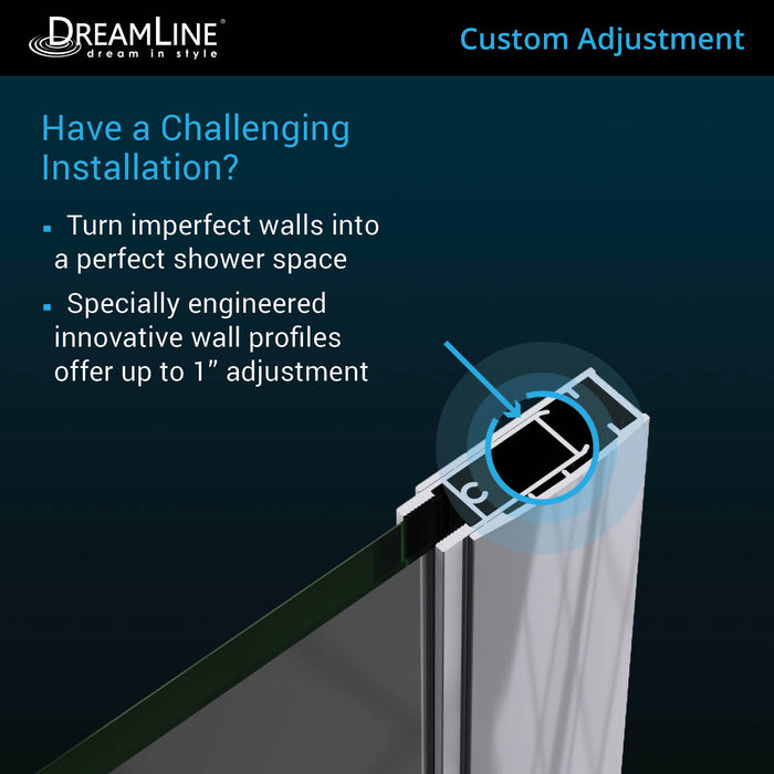 DreamLine SHDR-20427210-04 Unidoor 42-43"W x 72"H Frameless Hinged Shower Door with Support Arm in Brushed Nickel - Bath4All