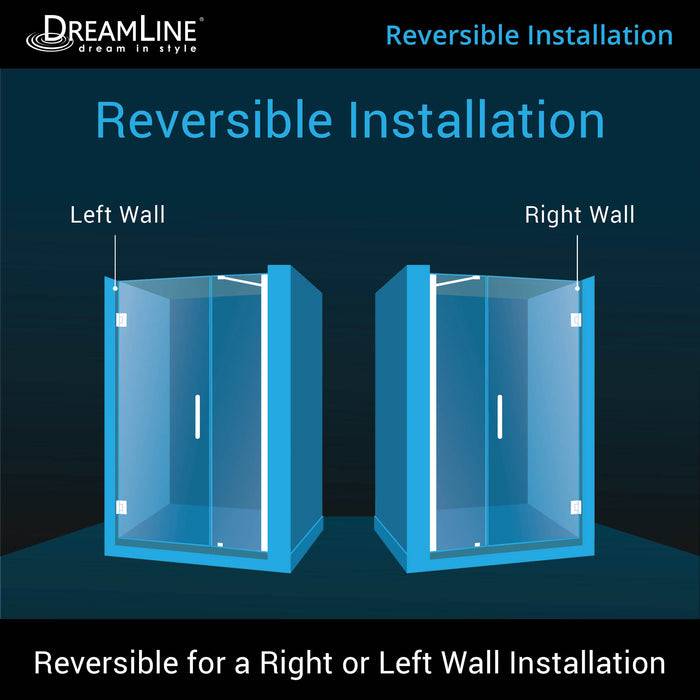DreamLine SHDR-20407210-01 Unidoor 40-41"W x 72"H Frameless Hinged Shower Door with Support Arm in Chrome - Bath4All