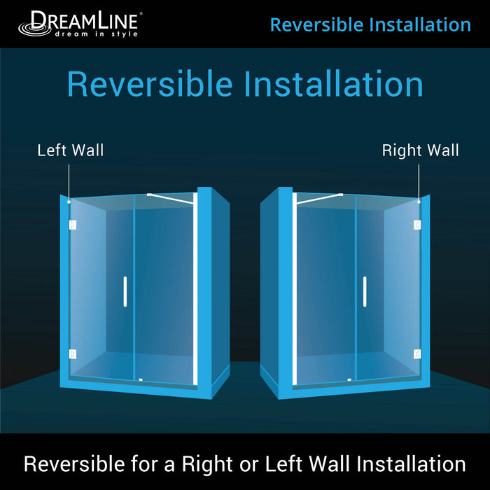 DreamLine SHDR-20577210-01 Unidoor 57-58"W x 72"H Frameless Hinged Shower Door with Support Arm in Chrome - Bath4All
