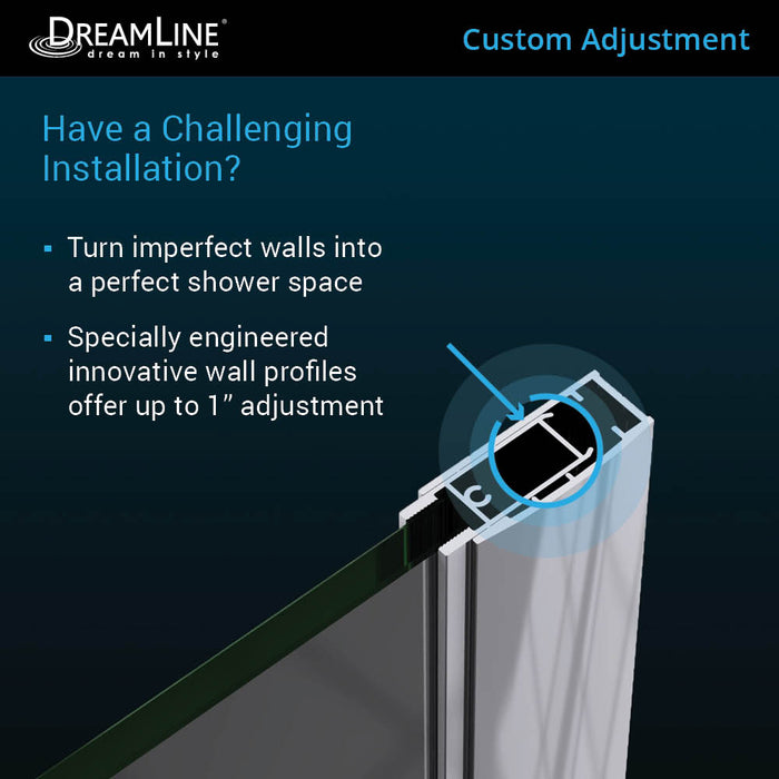 DreamLine SHDR-20347210-01 Unidoor 34-35"W x 72"H Frameless Hinged Shower Door in Chrome - Bath4All